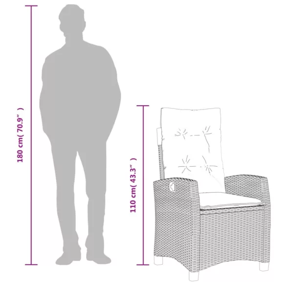 7 részes világosszürke polyrattan kerti étkezőszett párnával