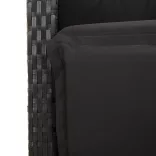 7 részes fekete polyrattan kerti étkezőgarnitúra párnával