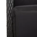 7 részes fekete polyrattan kerti étkezőgarnitúra párnával