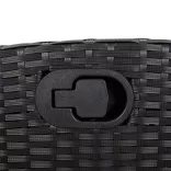 7 részes fekete polyrattan kerti étkezőgarnitúra párnával