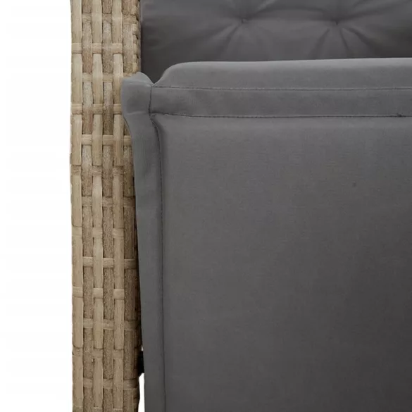 7 részes vegyes bézs polyrattan kerti étkezőgarnitúra párnákkal