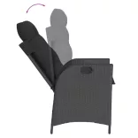 7 részes fekete polyrattan kerti étkezőgarnitúra párnával