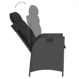 7 részes fekete polyrattan kerti étkezőgarnitúra párnával