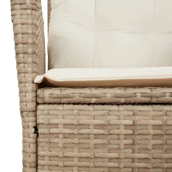7 részes bézs polyrattan kerti étkezőgarnitúra párnákkal