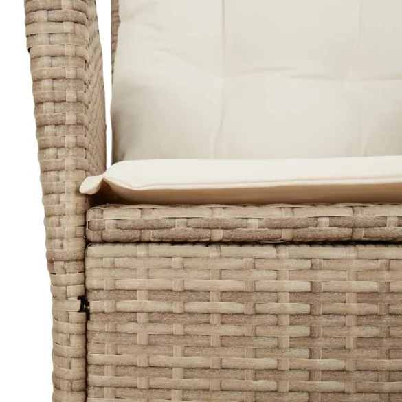 7 részes bézs polyrattan kerti étkezőgarnitúra párnákkal
