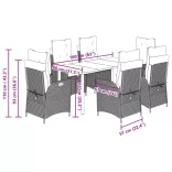 7 részes bézs polyrattan kerti étkezőgarnitúra párnákkal