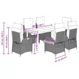 7 részes bézs polyrattan kerti étkezőgarnitúra párnákkal
