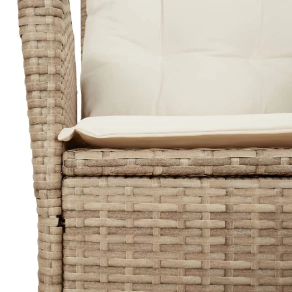 9 részes bézs polyrattan kerti étkezőgarnitúra párnákkal