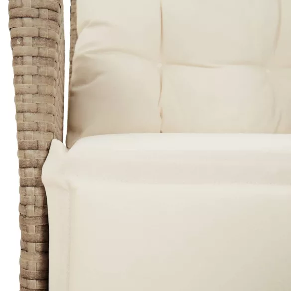 9 részes bézs polyrattan kerti étkezőgarnitúra párnákkal