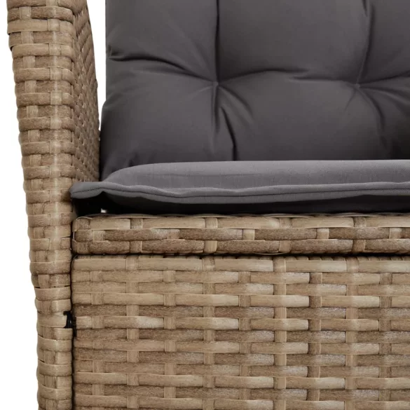 7 részes bézs polyrattan kerti étkezőgarnitúra párnákkal