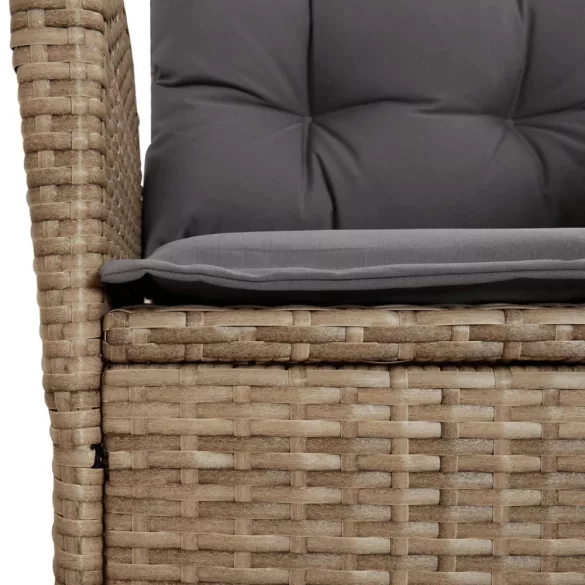 7 részes bézs polyrattan kerti étkezőgarnitúra párnákkal