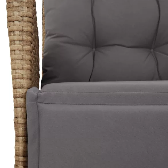 7 részes bézs polyrattan kerti étkezőgarnitúra párnákkal