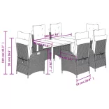 7 részes bézs polyrattan kerti étkezőgarnitúra párnákkal
