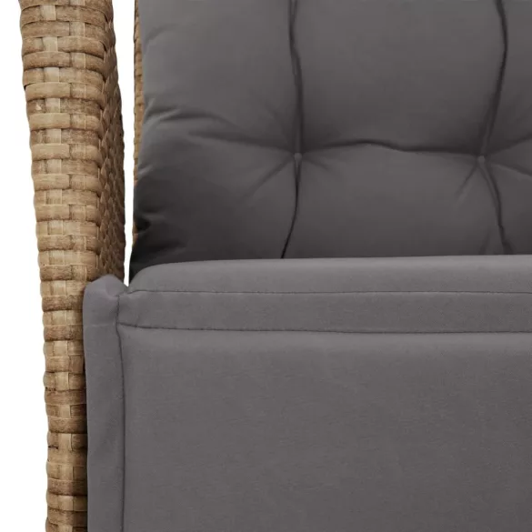 7 részes bézs polyrattan kerti étkezőgarnitúra párnákkal
