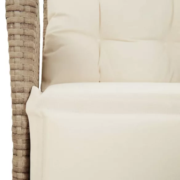7 részes bézs polyrattan kerti étkezőgarnitúra párnákkal