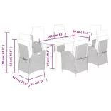 7 részes bézs polyrattan kerti étkezőgarnitúra párnákkal