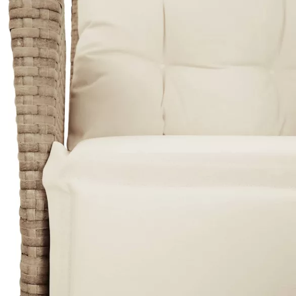 9 részes bézs polyrattan kerti étkezőgarnitúra párnákkal