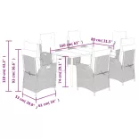 7 részes vegyes bézs polyrattan kerti étkezőgarnitúra párnákkal