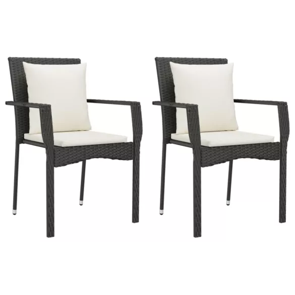 9 részes fekete polyrattan kerti étkezőgarnitúra párnákkal