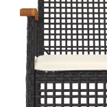 7 részes fekete polyrattan kerti étkezőgarnitúra párnával