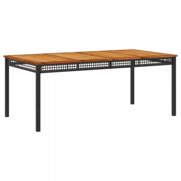 7 részes fekete polyrattan kerti étkezőgarnitúra párnával