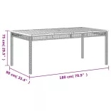 7 részes fekete polyrattan kerti étkezőgarnitúra párnával