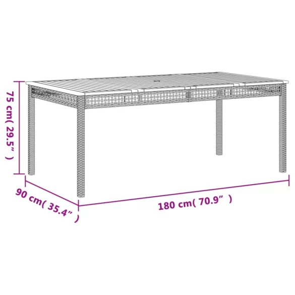 7 részes fekete polyrattan kerti étkezőgarnitúra párnával