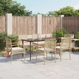 7 részes bézs polyrattan kerti étkezőgarnitúra párnákkal