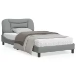 világosszürke szövet ágykeret LED-ekkel matrac nélkül Hvar 100x200cm