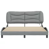 világosszürke szövet ágykeret LED-ekkel matrac nélkül Hvar 160 x 200 cm