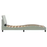 világosszürke bársony ágykeret LED-ekkel matrac nélkül Hanko 90 x 190 cm