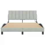 világosszürke bársony ágykeret LED-ekkel matrac nélkül Hanko 140 x 200 cm
