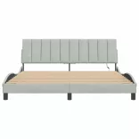 világosszürke bársony ágykeret LED-ekkel matrac nélkül Hanko 180 x 200 cm