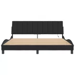 fekete bársony ágykeret LED-ekkel matrac nélkül Hanko 180 x 200 cm