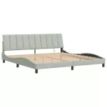 világosszürke bársony ágykeret LED-ekkel matrac nélkül Hanko 200 x 200 cm