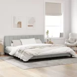 világosszürke bársony ágykeret LED-ekkel matrac nélkül Hanko 200 x 200 cm