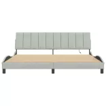 világosszürke bársony ágykeret LED-ekkel matrac nélkül Hanko 200 x 200 cm