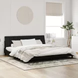 fekete bársony ágykeret LED-ekkel matrac nélkül Hanko 200 x 200 cm