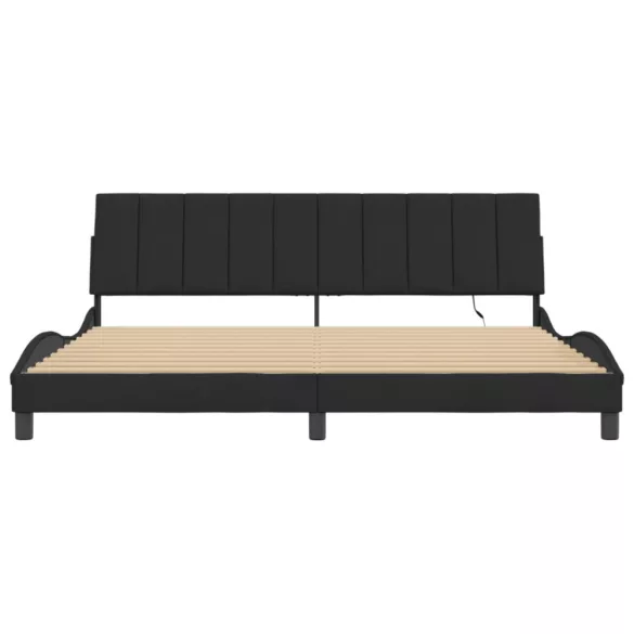 fekete bársony ágykeret LED-ekkel matrac nélkül Hanko 200 x 200 cm