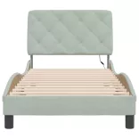 világosszürke bársony ágykeret LED-ekkel matrac nélkül 80 x 200 cm