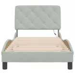 világosszürke bársony ágykeret LED-ekkel matrac nélkül 90 x 200 cm