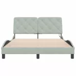 világosszürke bársony ágykeret LED-ekkel matrac nélkül 120 x 200 cm