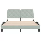 világosszürke bársony ágykeret LED-ekkel matrac nélkül 140 x 190 cm