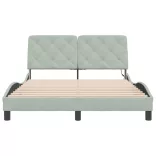 világosszürke bársony ágykeret LED-ekkel matrac nélkül 140 x 200 cm