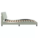 világosszürke bársony ágykeret LED-ekkel matrac nélkül 160 x 200 cm