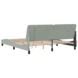 világosszürke bársony ágykeret LED-ekkel matrac nélkül 180 x 200 cm