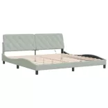 világosszürke bársony ágykeret LED-ekkel matrac nélkül 200 x 200 cm