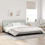 világosszürke bársony ágykeret LED-ekkel matrac nélkül 200 x 200 cm