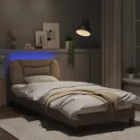 cappuccino színű ágykeret LED-ekkel matrac nélkül Hvar 80 x 200 cm