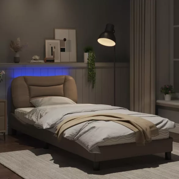 cappuccino színű ágykeret LED-ekkel matrac nélkül Hvar 80 x 200 cm